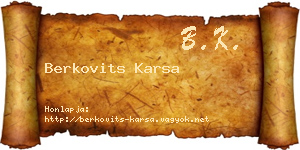 Berkovits Karsa névjegykártya